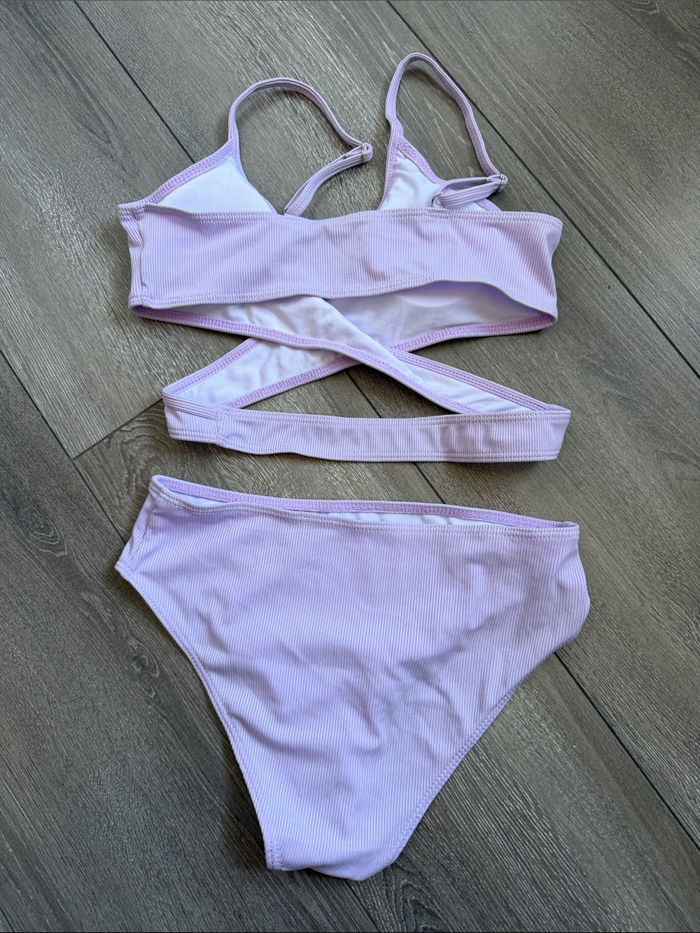 Lilac Ribbed Wrap Bikini Set - Picture 2 of 6